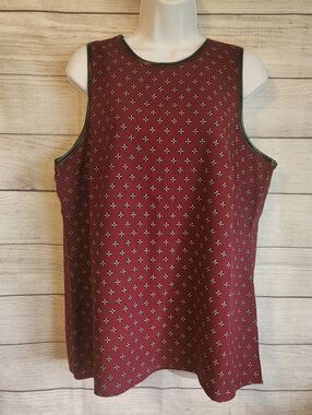 MudPie Top Medium Red Floral Print Sleeveless Casual Cottagecore